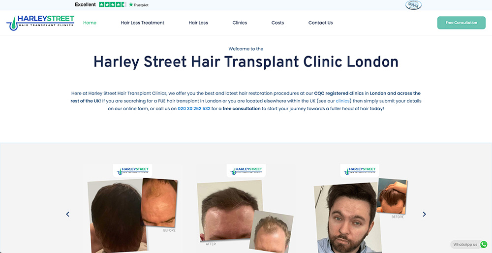 Harley Street Hair Clinic Website