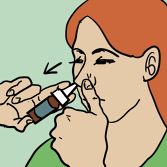 Administer spray in other nostril